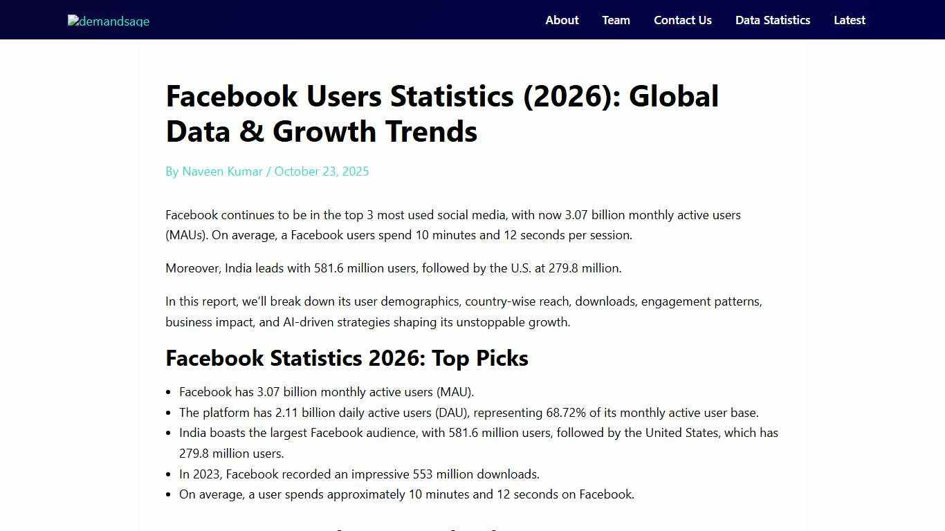Facebook Users Statistics (2026): Global Data & Growth Trends